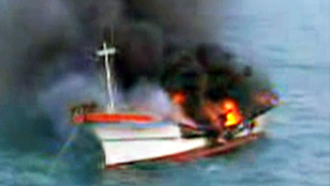 韓国漁船火災  6人死亡 原因不明