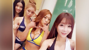 맹승지·양커, 로드걸들과 명품몸매 과시..."시선 집중"