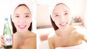 레이양, 상반신 노출 아슬아슬...반신욕 영상