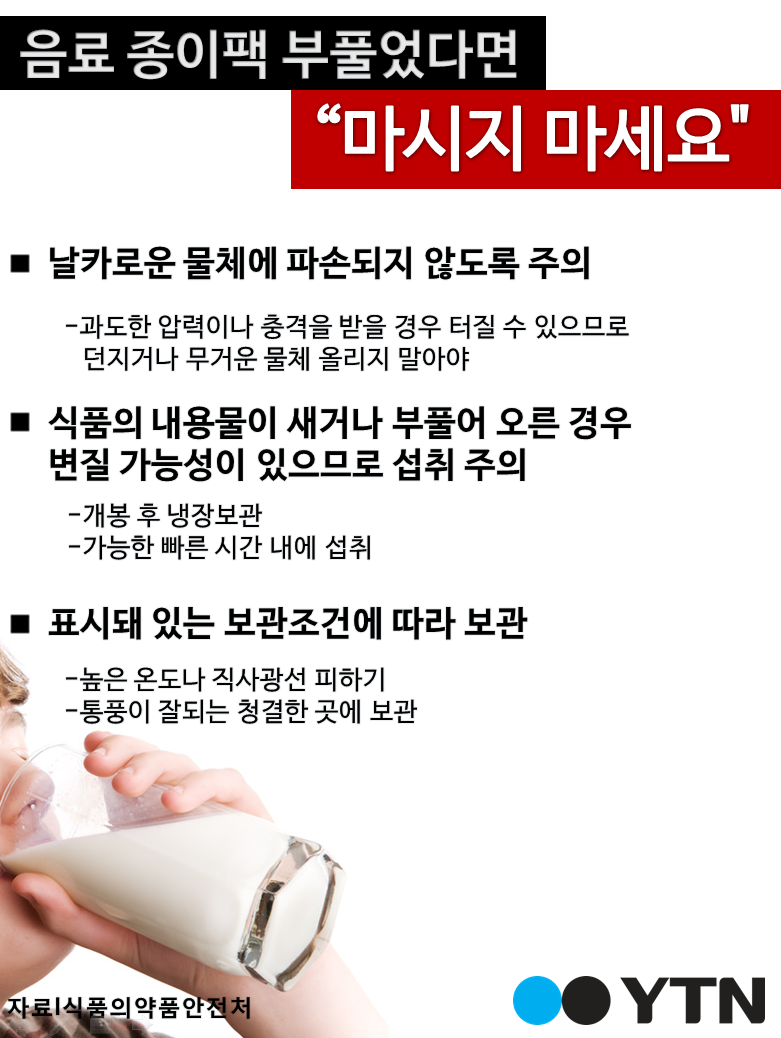 [한컷뉴스] "음료 종이팩 부풀었다면 마시지 마세요"