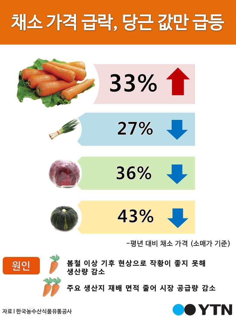 [한컷뉴스] 봄철 이상 기후 현상으로 당근 값 급등 
