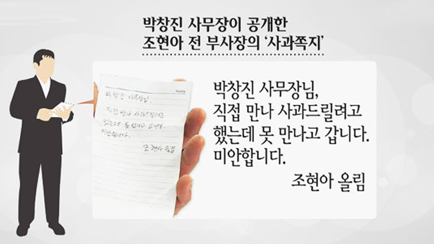 조현아 '사과 쪽지' 공개, 수첩 찢어낸 종이에...