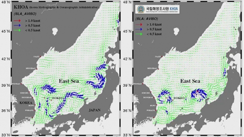 울릉도 인근 바다에 반경 100km 소용돌이 발견