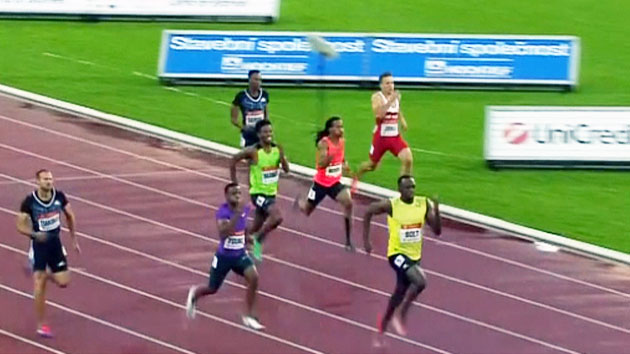 볼트, 골든스파이크 200m 우승...20초13