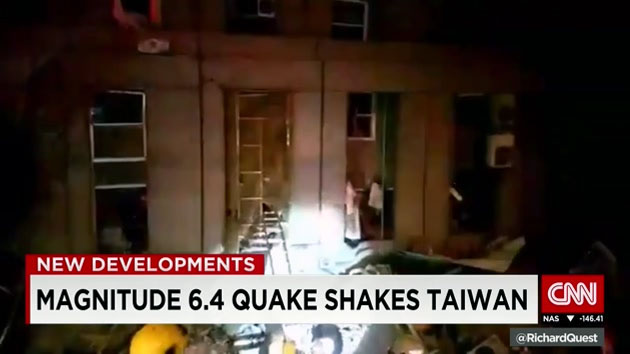 타이완 남부서 규모 6.4 강진..."건물 여러 채 붕괴"