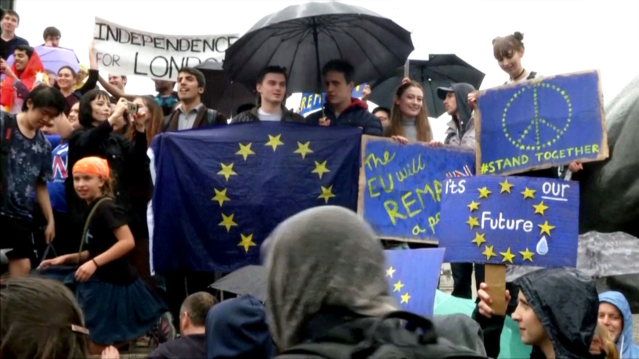 런던 도심에서 EU 탈퇴 반대 시위 열려