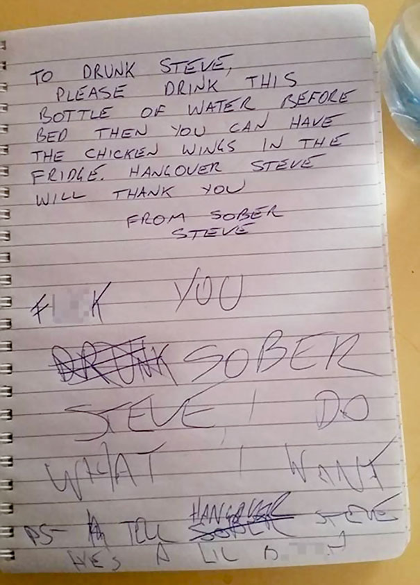 한 남성이 '술 취한 자기 자신'으로부터 받은 무서운 편지
