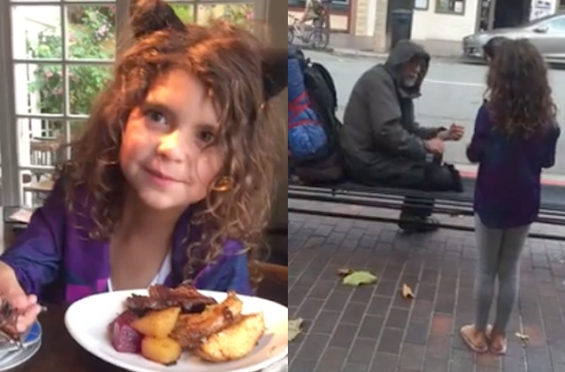 8살 소녀가 식당 밖 노숙자에 보인 '따뜻한 행동'