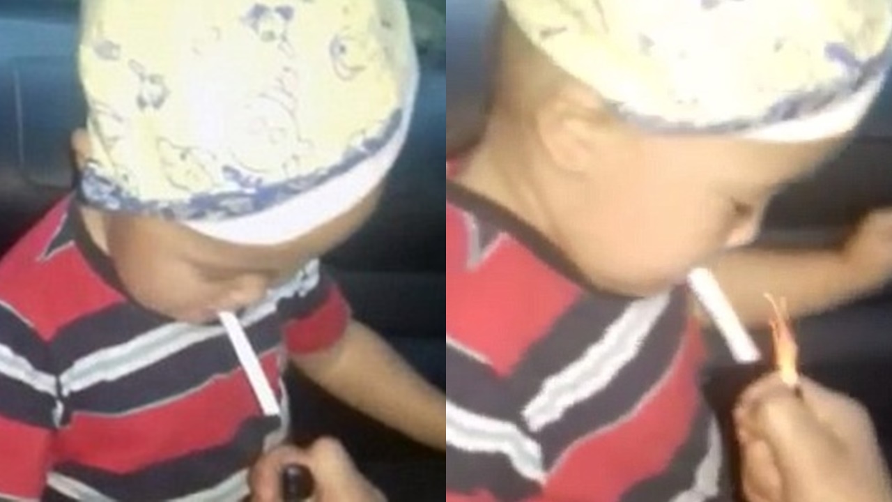 2살 아들에 담배 가르치는 엄마 영상 '비난 폭주'