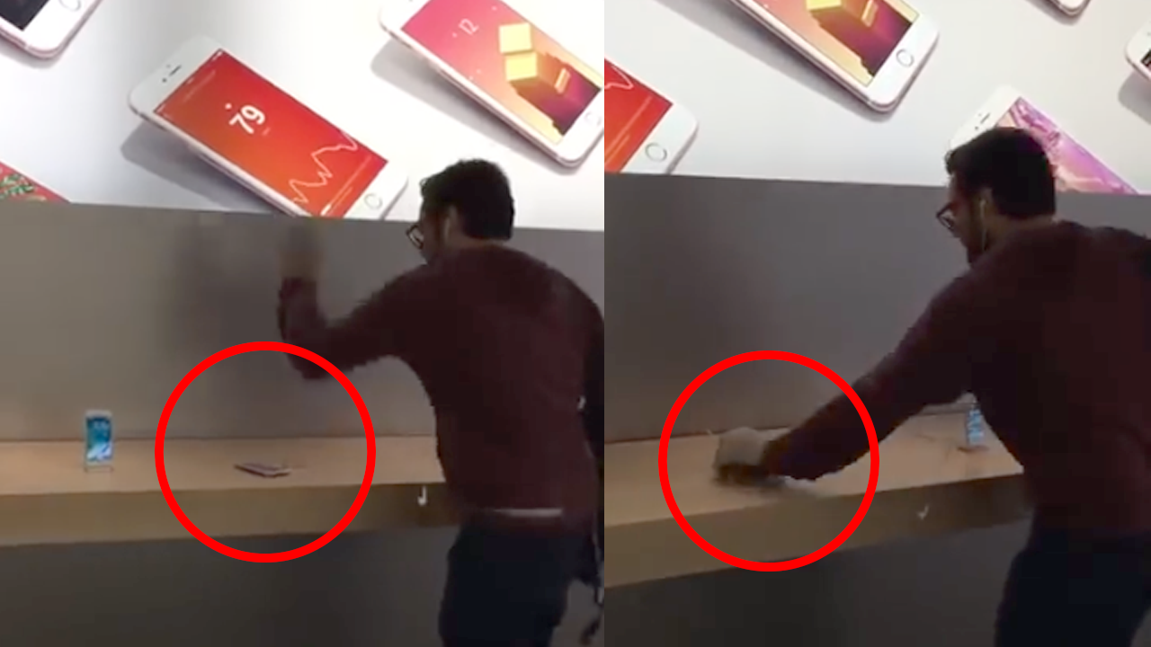 한 남성이 애플 스토어에 진열된 아이폰 부순 이유