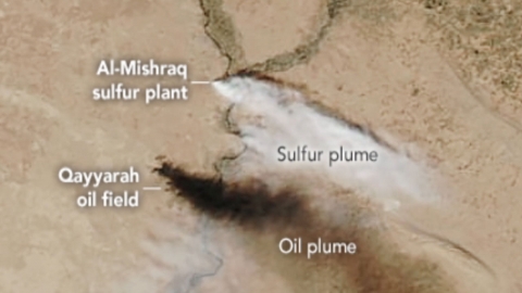 "IS 방화로 이라크 모술 대기 이산화황 오염"