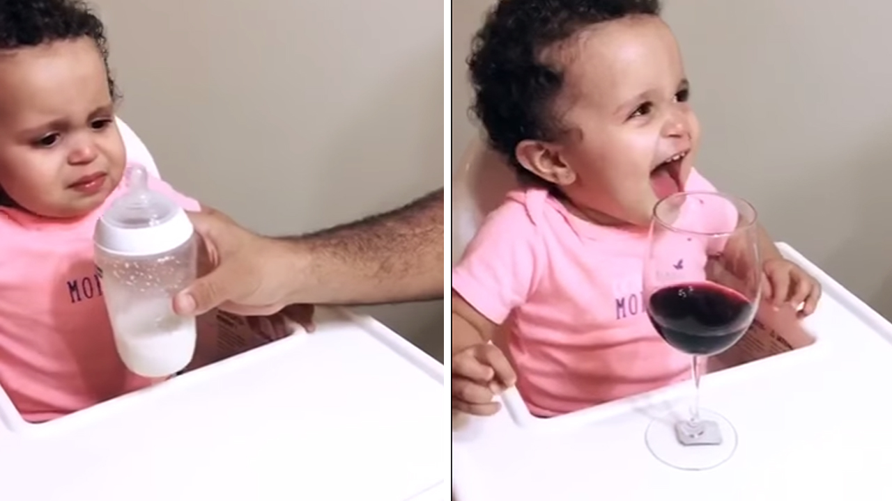 '밥보다 와인' 와인 한 잔에 함박웃음 짓는 아기 화제 