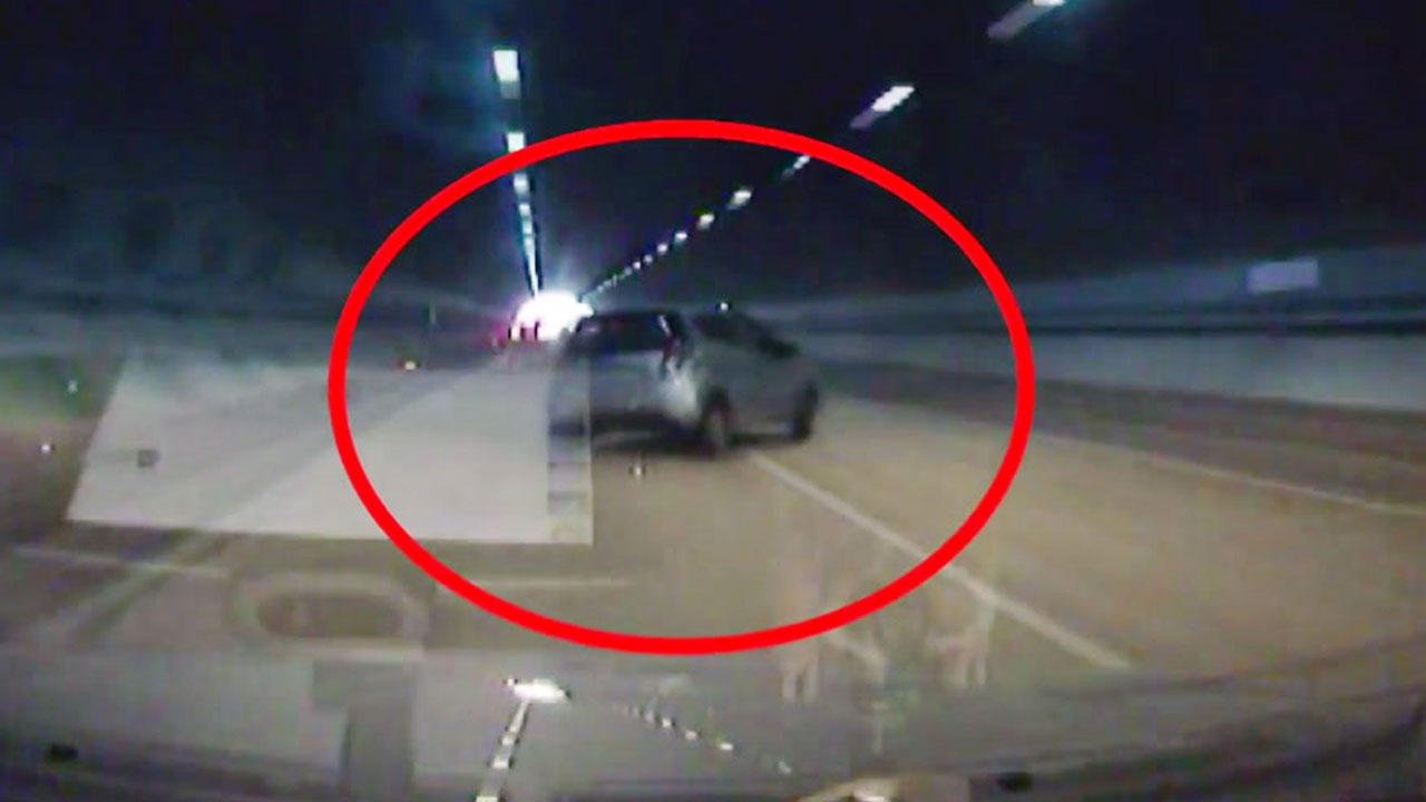 [영상] 영동고속도로 터널에서 '아찔한 전복 사고'
