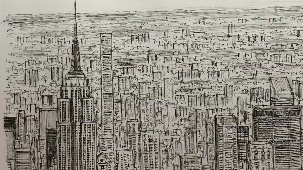 [영상] 자폐 천재화가 맨해튼 스카이라인 스케치