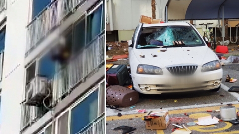 인천 아파트에서 물건 던지며 투신 소동...차량 파손