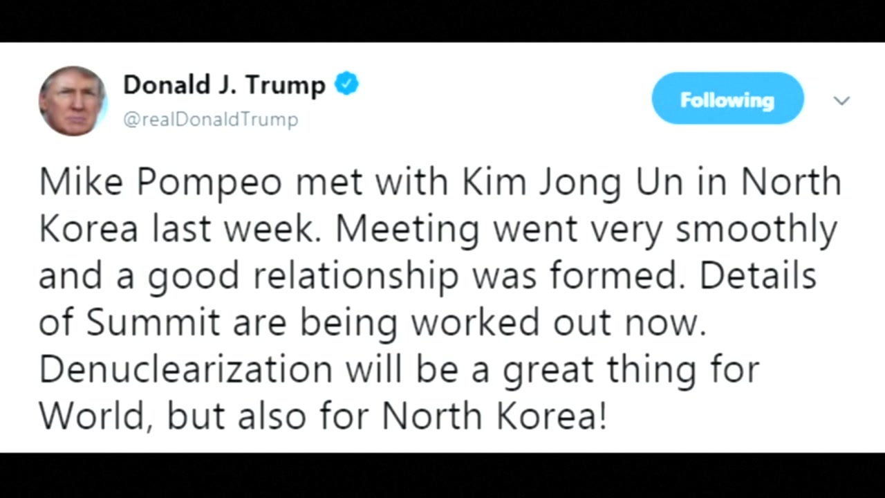 트럼프, 폼페이오-김정은 북한서 회동 확인..."면담 부드럽게 진행"