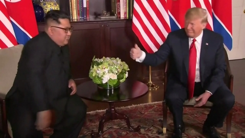 [북미정상회담] 트럼프, 김정은에 악수 건넨 뒤 '엄지 척'