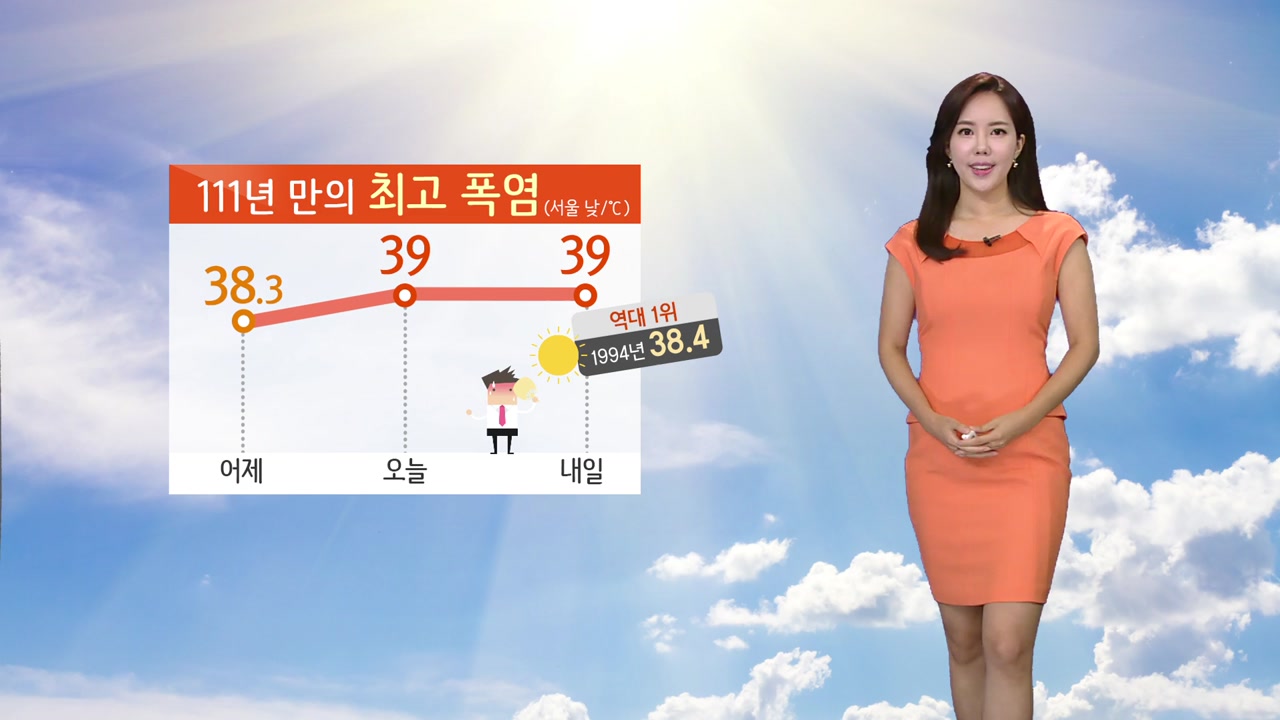[날씨] 오늘 111년 만의 최고 폭염, 서울 39℃
