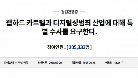 '디지털 성범죄 처벌' 靑 청원 20만 돌파