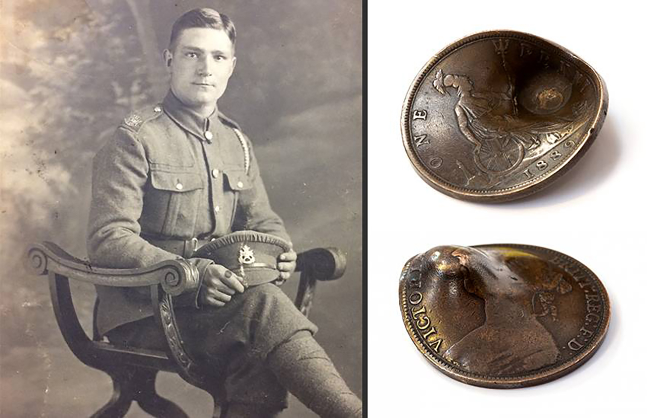 1차 대전 참전 병사의 생명을 구한 '총알 맞은 동전'