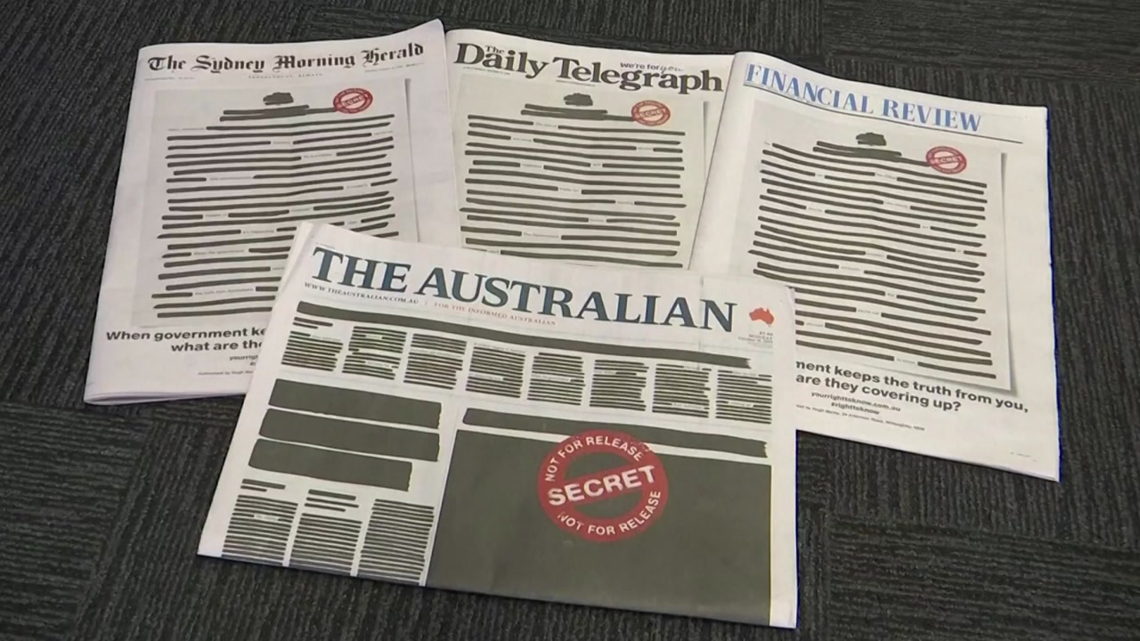 '언론 탄압 항의' 호주 신문들 1면 '먹칠' 발행..."언론 자유에 대한 공격"