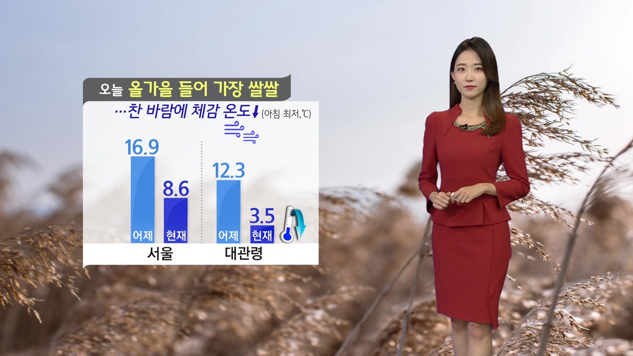 기상센터][날씨] 올가을 들어 가장 쌀쌀...찬 바람에 체감 온도 ↓ | Ytn