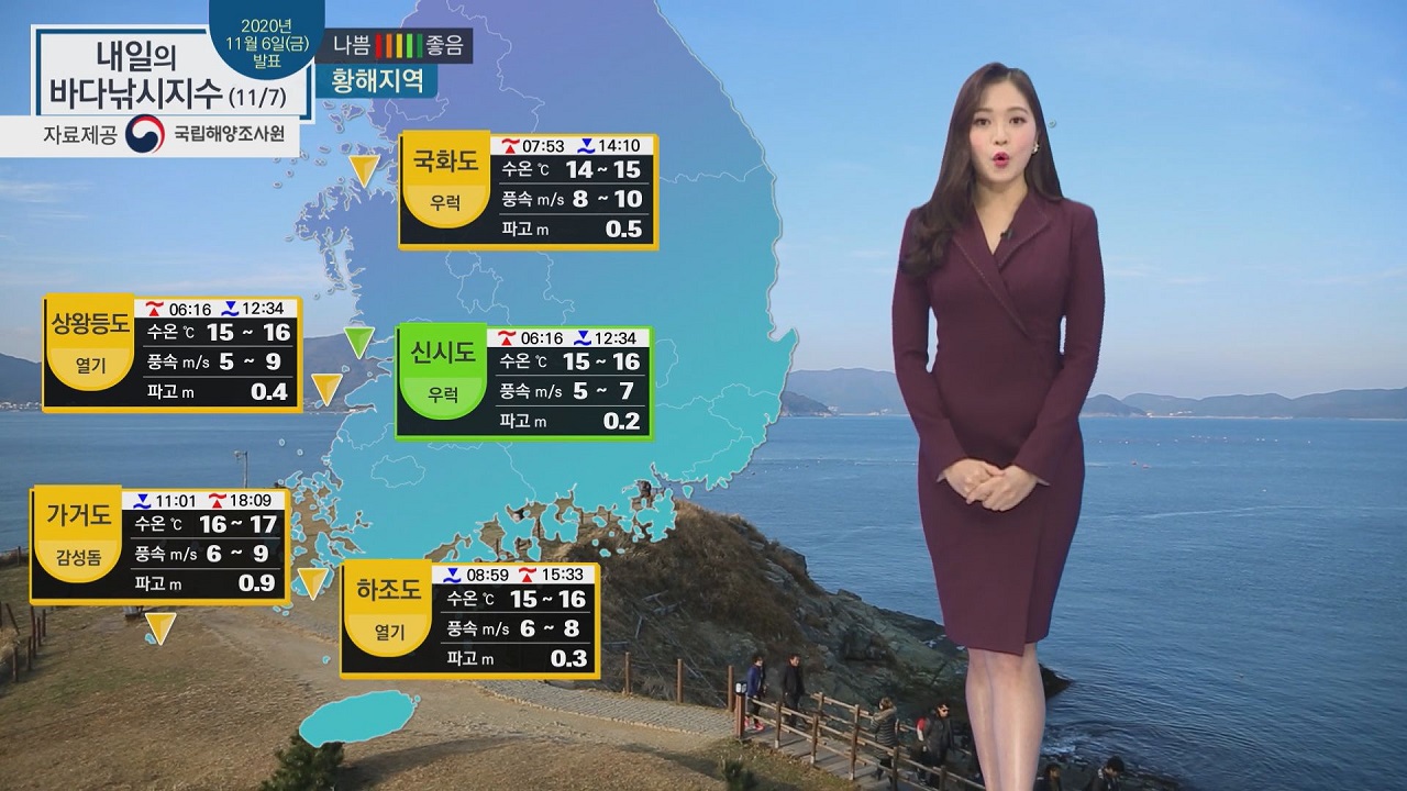 [내일의 바다낚시지수] 11월 7일 토요일, 입동 날씨 평년보다 포근