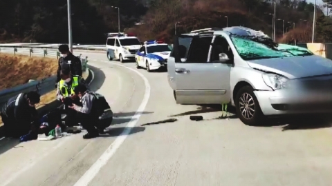 [영상] 시속 196㎞ 고속도로 질주한 도난 차량…그대로 가드레일 '쾅'