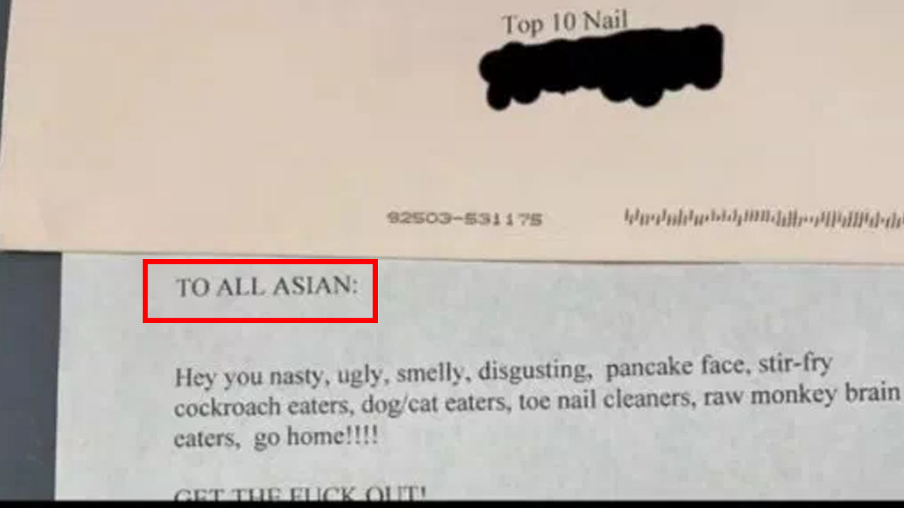 아시아인에 협박 편지 "바퀴벌레 먹는 너희 미국 떠나라" 