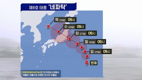 8호 태풍 '네파탁'...다음 주 일본 도쿄 인근 상륙할 듯