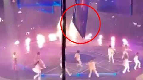 홍콩 아이돌 콘서트 중 대형 스크린 추락...아수라장 된 공연장