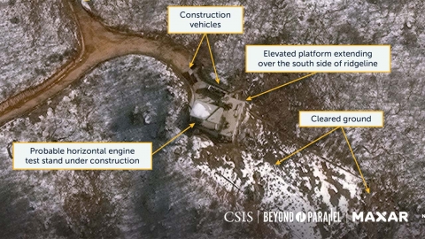 "北 서해발사장에 새 구조물...수평 고체연료 엔진시험대 추정"