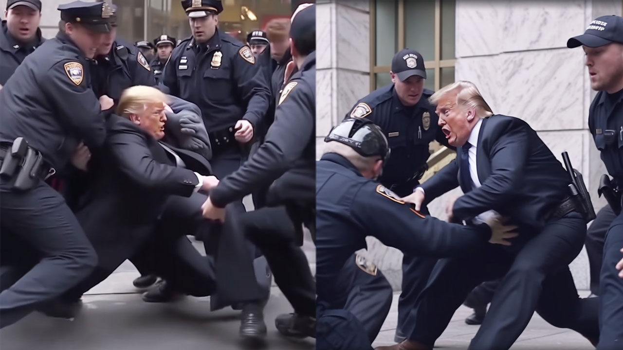 경찰 피해 도망가는 트럼프?...AI 가짜 이미지 확산 