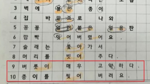 주호민 子 수업 교재 살펴보니…'버릇이 고약', '종이를 찢어버려요'