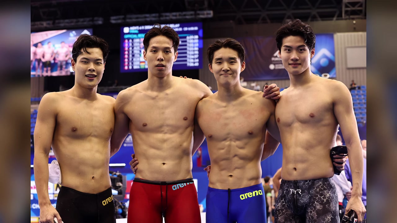 [속보] 황선우 등 남자 수영 계영 800m 금메달