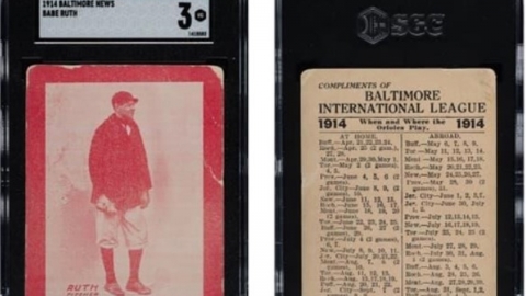 베이브 루스 야구카드 94억 원에 낙찰...역대 3위 기록