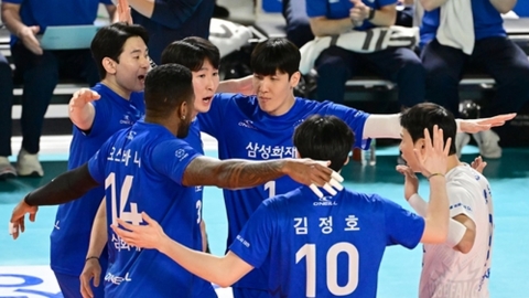 '요스바니 41득점' 삼성화재, 대한항공 꺾고 2위 수성