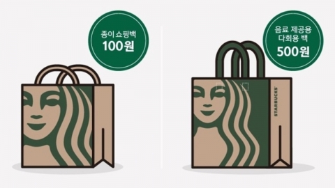 스타벅스, 이달부터 종이쇼핑백 100원·다회용백 500원 유상 판매