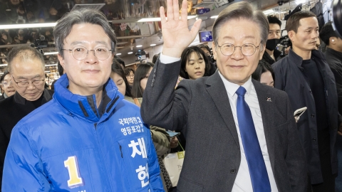 이재명, '탈당 김영주 지역구'서 맞불 유세