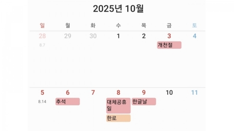 주 5일 직장인 내년 휴일은 119일...추석 연휴 7일 쉰다