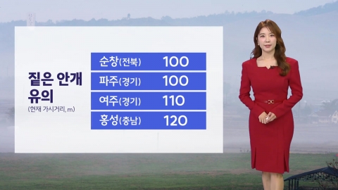 [Weather] Thick fog until morning, air quality is poor...a large daily temperature difference