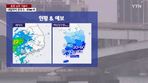 [YTN weather on the way to work 10/14] It's cloudy and it's autumn rain in the south of Chungcheong.Watch out for heavy rain on the southern coast overnight.