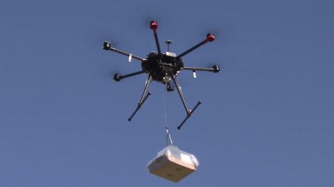 It's as simple as a delivery app.Delivery of snacks by drone at the park