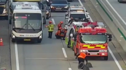 A motorway crash led to the subversion of a small car.1 seriously injured