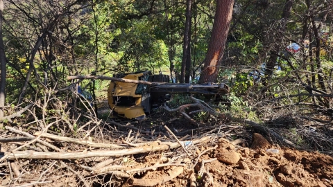 The logging site digger rolls down...driver's death