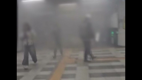 Fire on the escalator at Dongdaemun Station...an emergency evacuation of the passengers.