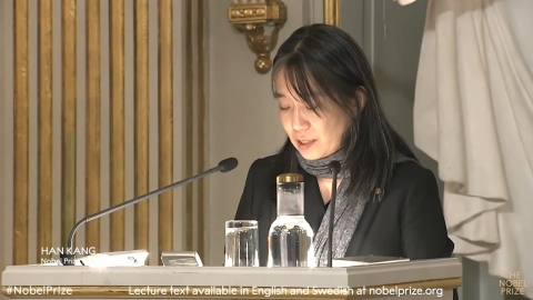 [On-site Video+] 'Nobel Literature Award' Han Kang gives a retrospective lecture on the world of works.