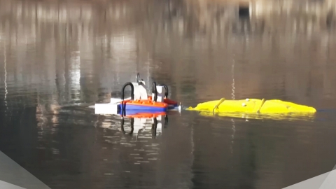 Floating on the water and cleaning up microplastics...Clean Water Drone