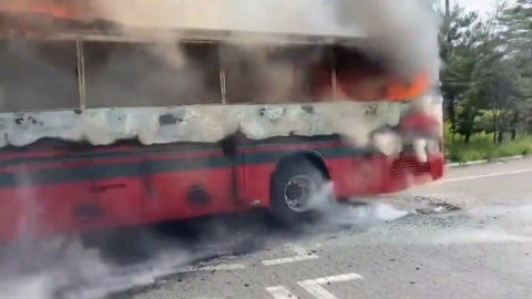 대전 판암 요금소 인근 통근버스 화재...인명피해 없어