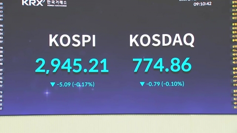 코스피 2,990에서 2,950으로 후퇴, 오늘은?